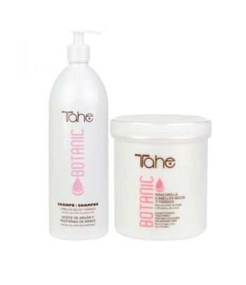 Tahe Botanic Champú de 1.000 ml y Mascarilla de 700 ml para Cabellos Teñidos y secos.