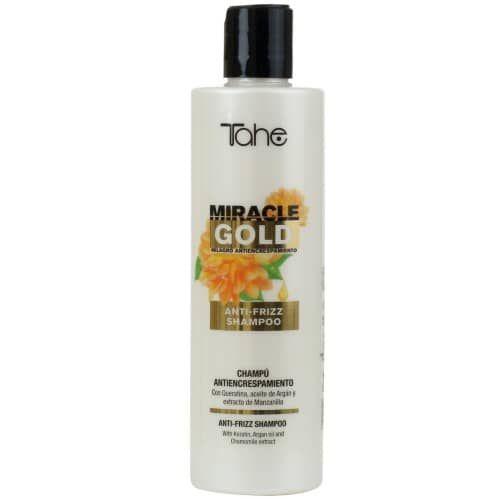 Tahe Miracle Gold Champú Anti-Frizz para cabellos rebeldes de 300 ml.