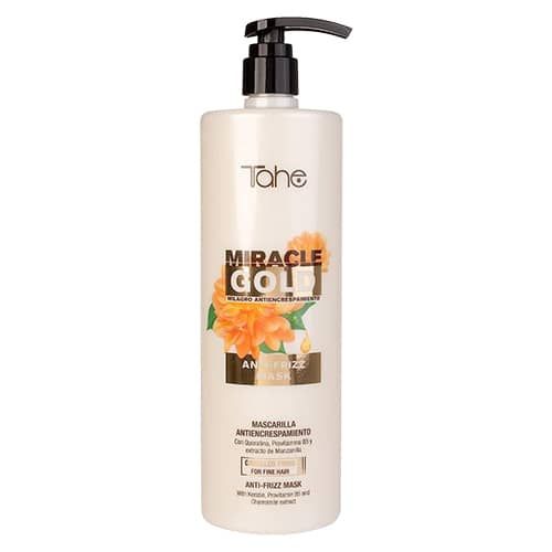 Tahe Miracle Gold mascarilla Anti-Frizz para cabellos finos y rebeldes de 1.000 ml.