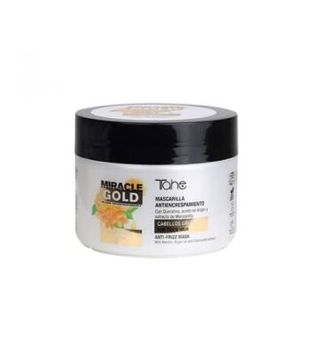Tahe Miracle Gold mascarilla Anti-Frizz para cabellos gruesos y rebeldes de 300 ml.