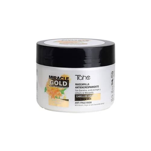 Tahe Miracle Gold mascarilla Anti-Frizz para cabellos gruesos y rebeldes de 300 ml.