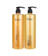 Tahe Botanic Shampoo y Mascarilla Gold para cabellos teñidos y mixtos de 1000 ml.