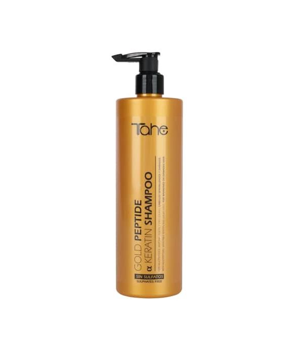 Tahe Botanic Shampoo Keratin Gold Peptides para cabellos sensibilizados y dañados de 500 ml