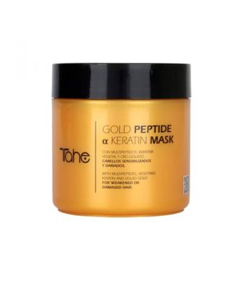 Tahe Botanic Mascarilla Keratin Gold Peptides para cabellos sensibilizados y dañados de 400 ml