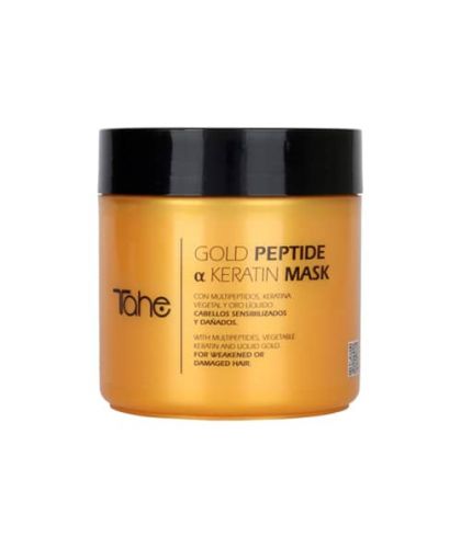 Tahe Botanic Mascarilla Keratin Gold Peptides para cabellos sensibilizados y dañados de 400 ml