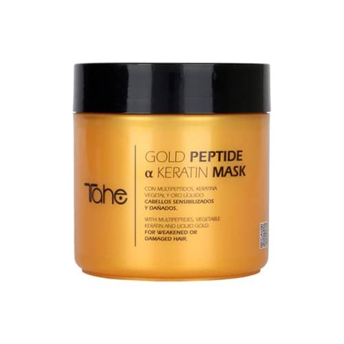 Tahe Botanic Mascarilla Keratin Gold Peptides para cabellos sensibilizados y dañados de 400 ml